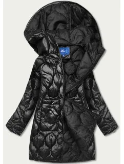 Čierna dámska bunda s ozdobným prešívaním (AG1-J9086)