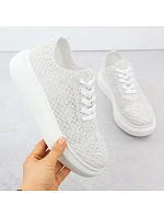 Dámské boty na platformě šněrovací bílé model 22098381 - VINCEZA