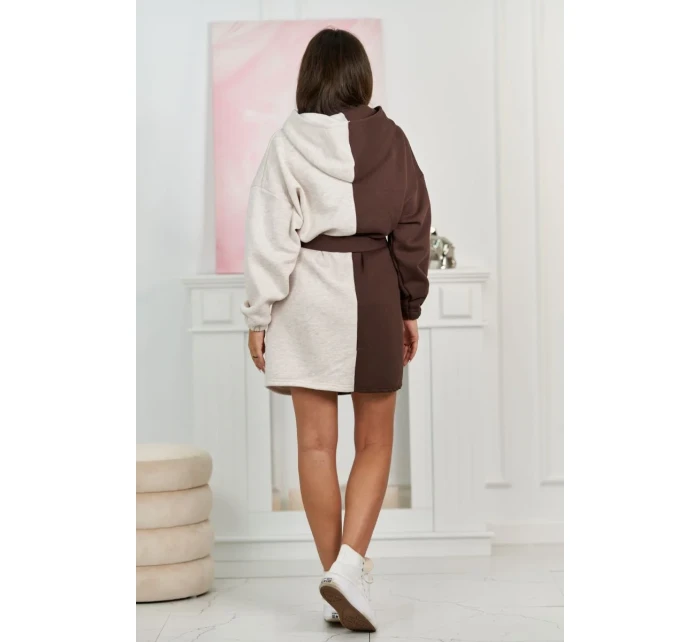 Izolovaná model 18856960 mikina hnědá + béžová melanž - K-Fashion