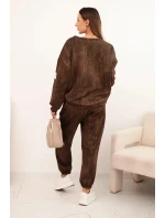 Dámska súprava z viskózy oversize s efektom blednutia hnedá