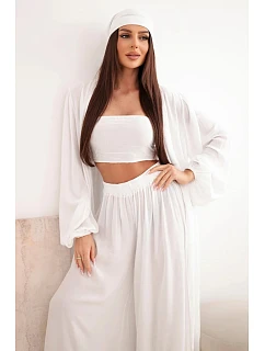 Dámský viskózový model 22084739 komplet v boho stylu bílý - K-Fashion