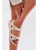 Piankowe Sandały Damskie Na Platformie Big Star RR274A515 Beżowe