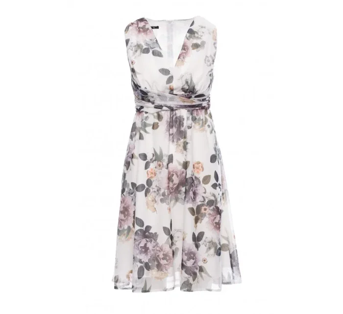 model 15105355 Šifonové šaty s hlubokým výstřihem model 1 - STYLOVE model 15105355 Šifonové šaty s hlubokým výstřihem model 1 - STYLOVE