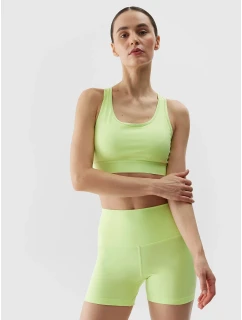 Dámska športová podprsenka s nízkou podporou z recyklovaných materiálov 4F - limetková