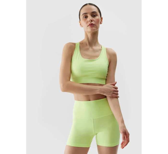 Dámska športová podprsenka s nízkou podporou z recyklovaných materiálov 4F - limetková Dámska športová podprsenka s nízkou podporou z recyklovaných materiálov 4F - limetková
