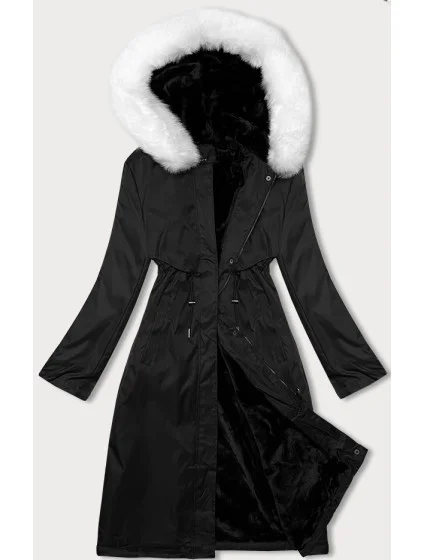 Dámska zimná bunda S'West s kožušinou Black and White (R558-1026)
