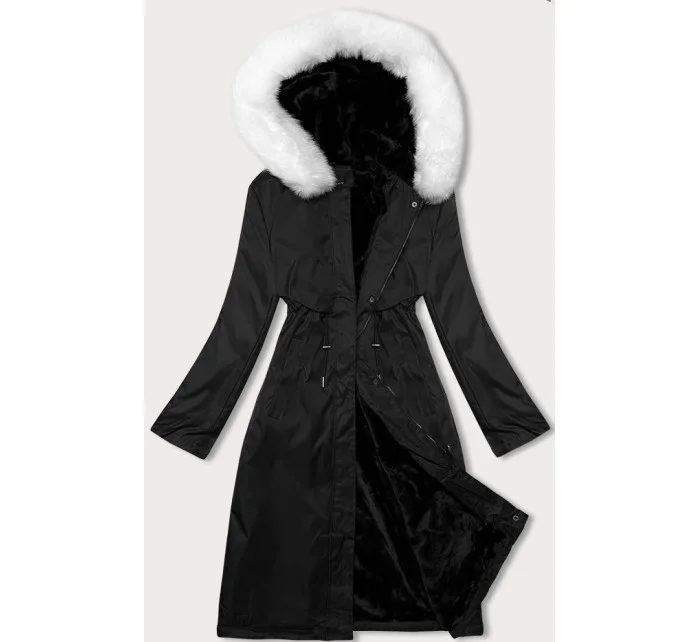 Dámska zimná bunda S'West s kožušinou Black and White (R558-1026)