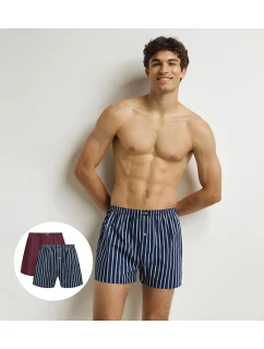 Pánske voľné boxerky 2 ks DIM COTTON STRETCH LOOSE BOXER 2x - DIM - tmavo červená