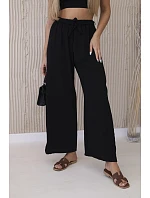 Kalhoty s širokým pasem černý Kalhoty s širokým pasem černý