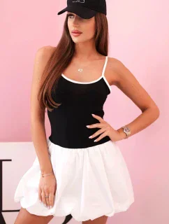 Dámske šaty bez ramienok s rozšírenou bavlnenou sukňou - čierne