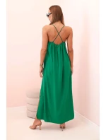 Dlouhá šaty na ramínka zelená