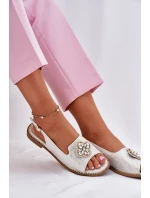 Sandały Damskie Na Płaskim Obcasie Z Ozdobnym Detalem S.Barski KV51-080 Srebrne