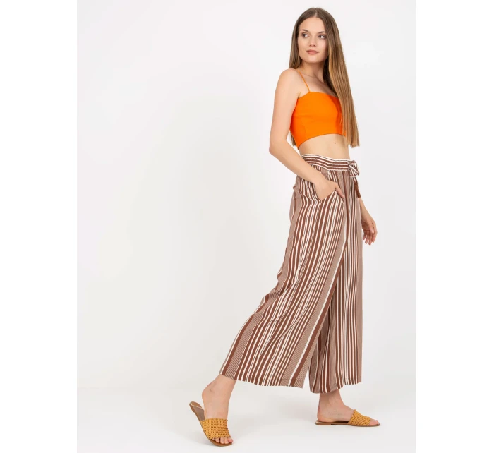 Nohavice D73781M62237A biela hnedá