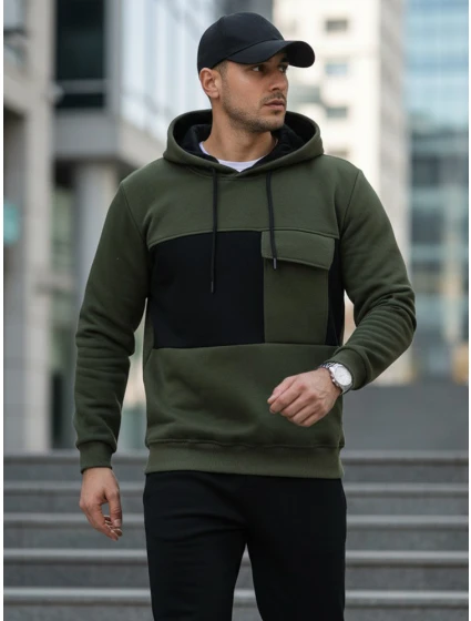 Pánská khaki mikina s kapucí Dstreet model 21986066 - FashionStreet Pánská khaki mikina s kapucí Dstreet model 21986066 - FashionStreet