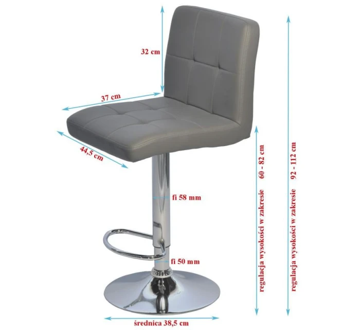 BAROVÁ STOLIČKA HOCKER SIVÁ SADA 2 KS