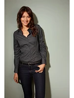 JN 641 Popelínová business halenka s dlouhým rukávem model 22487442 black - Daiber JN 641 Popelínová business halenka s dlouhým rukávem model 22487442 black - Daiber