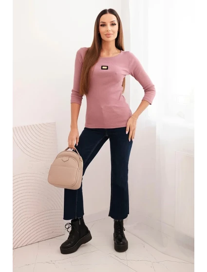 Dámská pruhovaná blůza s 3/4 rukávem a ozdobným model 21768696 tmavě růžová - K-Fashion Dámská pruhovaná blůza s 3/4 rukávem a ozdobným model 21768696 tmavě růžová - K-Fashion