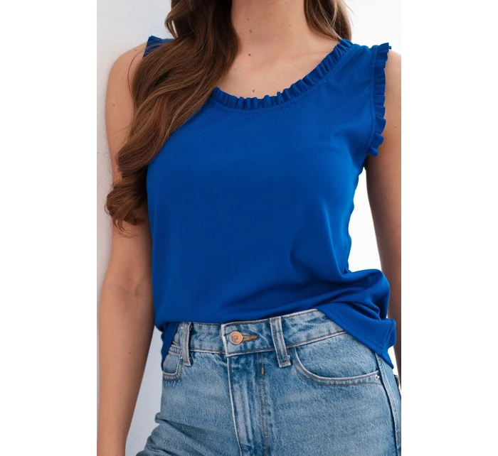 Dámská halenka z viskózy s volánkem u výstřihu chrpová