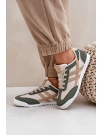 Niskie Tenisówki Trampki Damskie Beżowo-Zielone Eezore