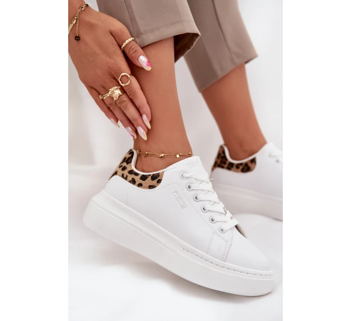 Sneakersy Damskie Na Platformie Big Star SS274247 Białe Panterka Sneakersy Damskie Na Platformie Big Star SS274247 Białe Panterka