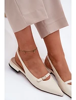 Kožené sandály na nízkém podpatku Maciejka K7449-22 Světle béžové