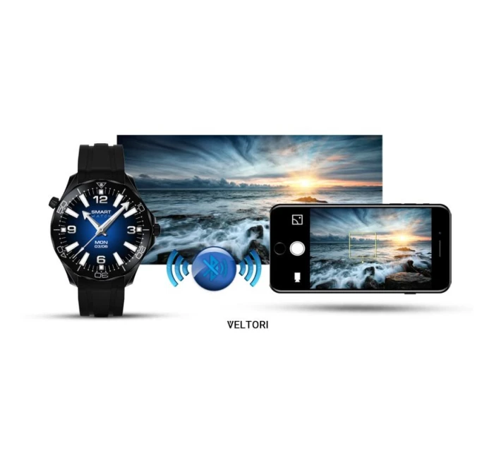 Černý silikonový řemínek + černý náramek model 21805557 - VELTORI