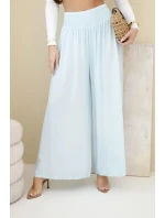 Dámske viskózové nohavice s elastickým pásom modré