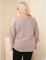 Dámská bavlněná halenka Plus Size s potiskem a výstřihem do U fango barva Dámská bavlněná halenka Plus Size s potiskem a výstřihem do U fango barva