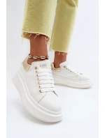 Dámské kožené tenisky model 21650209 Bílé - Goe Dámské kožené tenisky model 21650209 Bílé - Goe