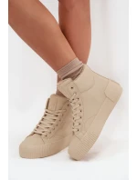 Ocieplane Trampki Damskie Na Platformie Big Star OO274795 Beżowe Ocieplane Trampki Damskie Na Platformie Big Star OO274795 Beżowe