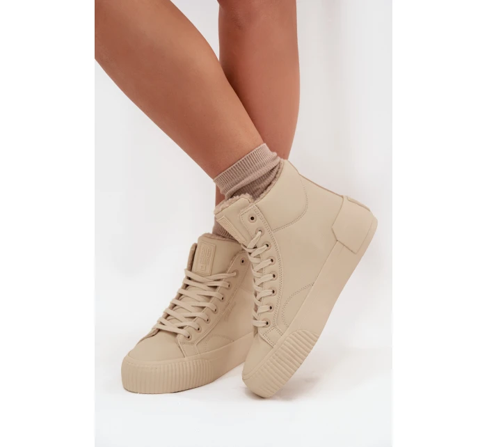 Ocieplane Trampki Damskie Na Platformie Big Star OO274795 Beżowe Ocieplane Trampki Damskie Na Platformie Big Star OO274795 Beżowe