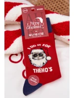 Pánské Vánoční ponožky Santa Claus v brýlích Červeno-tmavé