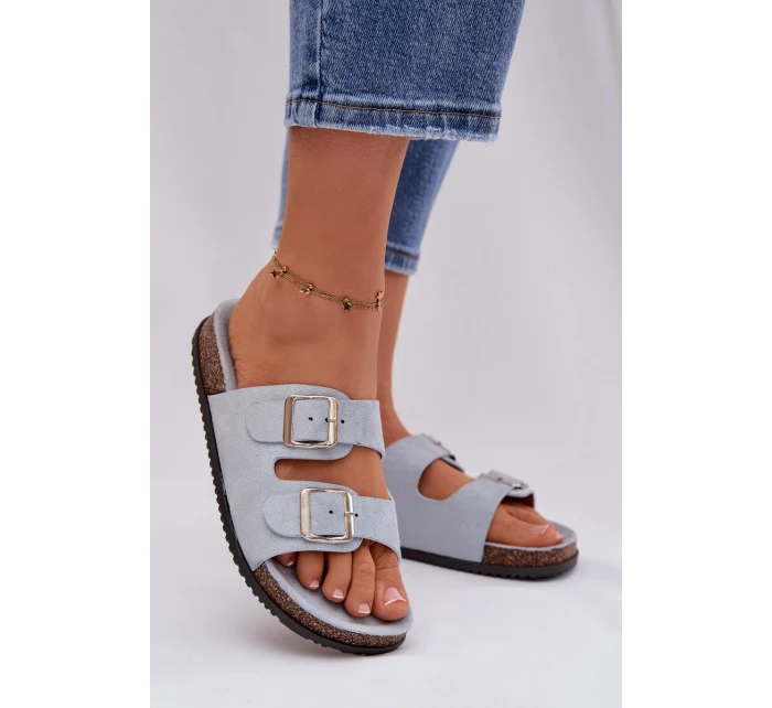 Dámské pantofle s přezkami Modré Oliena