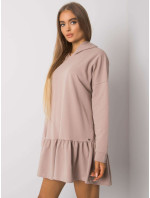 Tmavobéžové bavlnené šaty s kapucňou