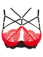 Dámska sexy podprsenka V-10001 Červená s čiernou - Axami