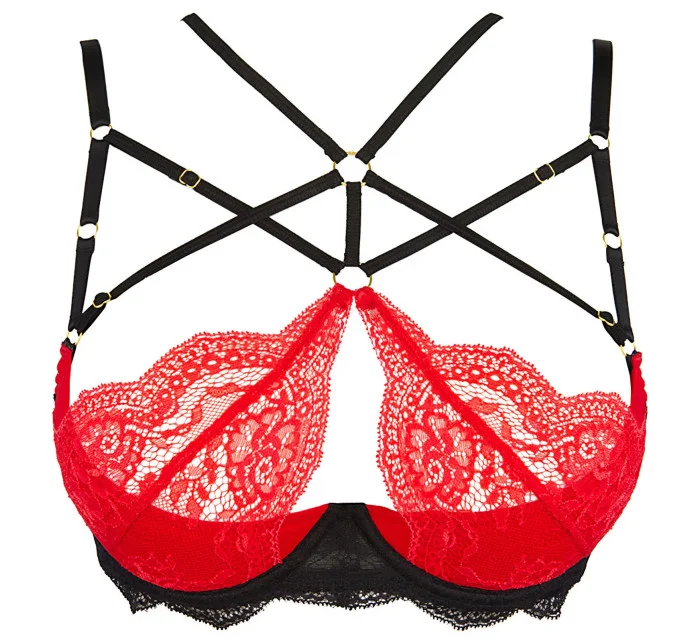 Dámska sexy podprsenka V-10001 Červená s čiernou - Axami