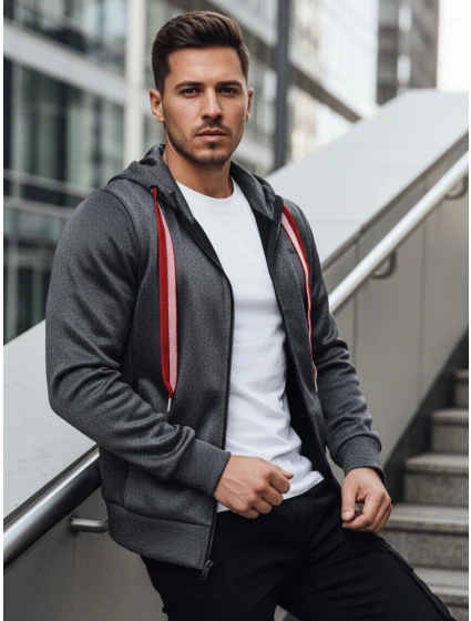 Pánská mikina s kapucí tmavě šedá Dstreet model 21982575 - FashionStreet