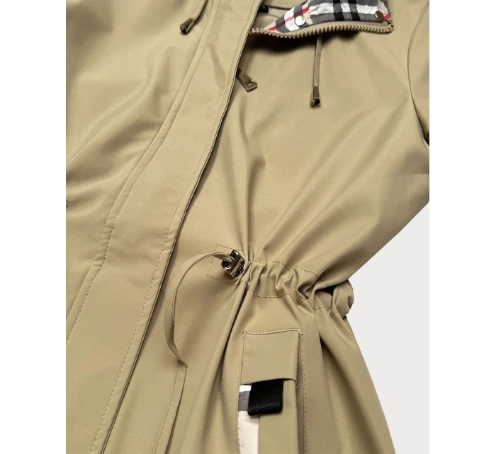 Dámska piesková bunda s kockovaným lemovaním Goodlookin (KK60411-4#)