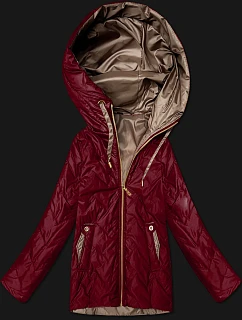 Pikowana kurtka damska z kapturem Goodlookin ciemny czerwony model 22019149 - S'WEST