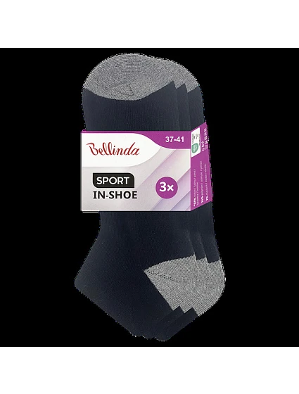 Dámské sportovní kotníkové ponožky 3 páry SPORT WOMEN IN-SHOE 3x - BELLINDA - černá