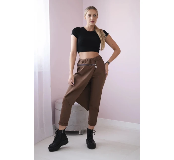 Punto Milano Zimní kalhoty s ozdobným zipem hnědý Punto Milano Zimní kalhoty s ozdobným zipem hnědý