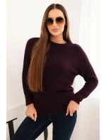 Dámsky detský sveter z alpaky s dlhými rukávmi slivka Dámsky detský sveter z alpaky s dlhými rukávmi slivka