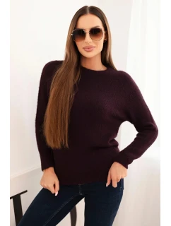 Dámsky detský sveter z alpaky s dlhými rukávmi slivka