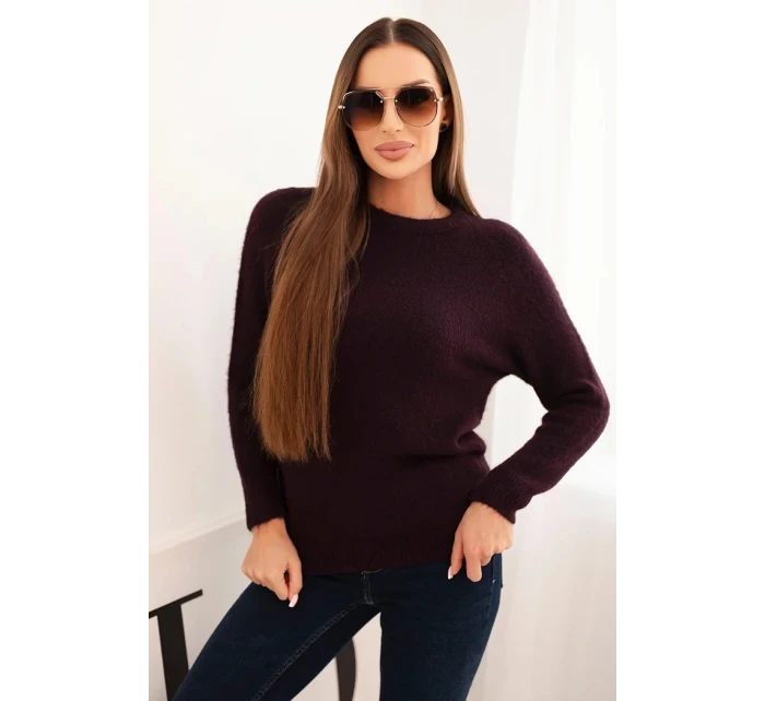 Dámsky detský sveter z alpaky s dlhými rukávmi slivka Dámsky detský sveter z alpaky s dlhými rukávmi slivka