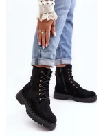 Damskie Botki Workery Na Suwak Czarne Ninsuni Damskie Botki Workery Na Suwak Czarne Ninsuni