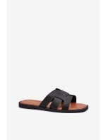 Płaskie Klapki Damskie Z Eko Skóry Czarne Risamay