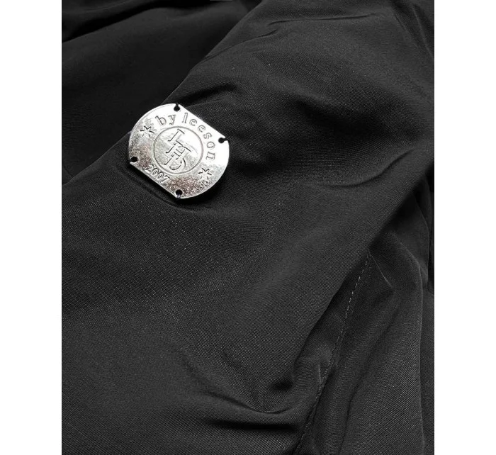 Čierno-karamelová obojstranná dámska zimná bunda (m-21508)