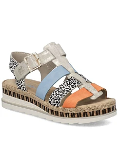 Dámske kožené sandále na platforme Rieker V7904-90