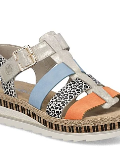 Dámske kožené sandále na platforme Rieker V7904-90