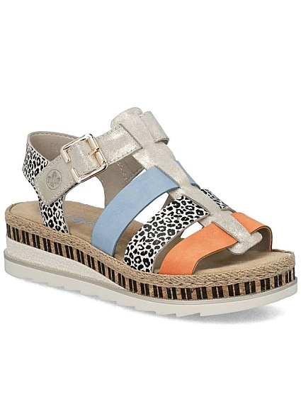 Dámske kožené sandále na platforme Rieker V7904-90